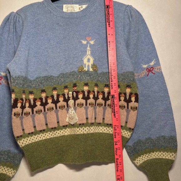 RARE Vtg Hand Embroidered Wedding Sweater 100%‎ Pure Wool Shetland Cottagecore - Picture 4 of 14